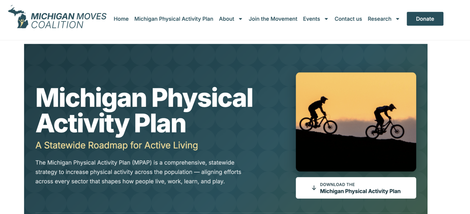 Michigan Physical Activity Plan page on the Michigan Moves Coalition website